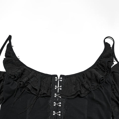 Sexy Ruffled Daily Gothic T-shirt