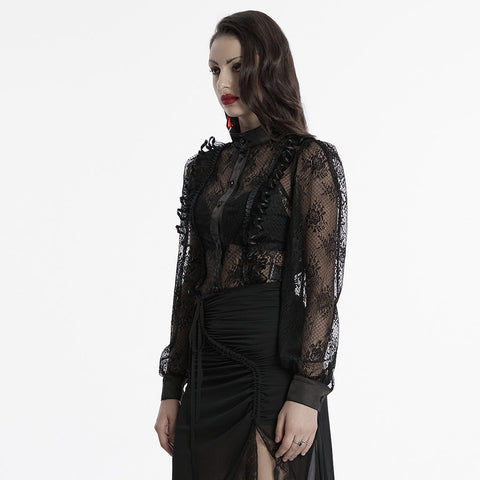 Goth lace transparent shirt