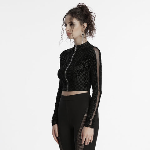 Goth Flocking Mesh Coat