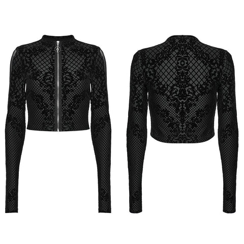 Goth Flocking Mesh Coat