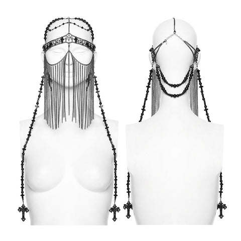 Goth Cross Priest tassel headwear