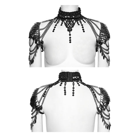 Punk lace leaf necklace