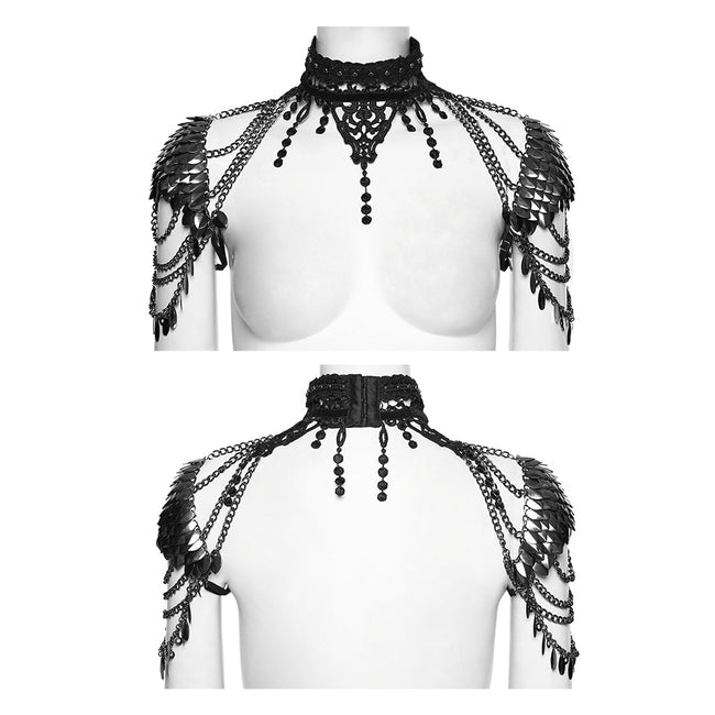 Punk lace leaf necklace
