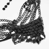 Punk lace leaf necklace