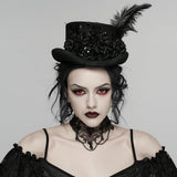 Goth retro feather formal hat
