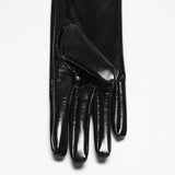 Punk patent leather gloves