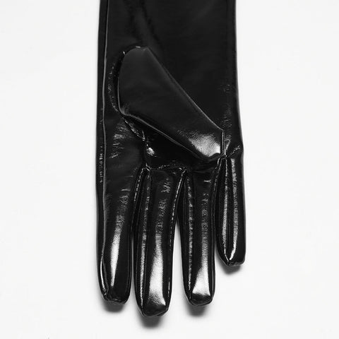 Punk patent leather gloves