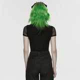 Punk Cage Visual Stand up Collar T-shirt