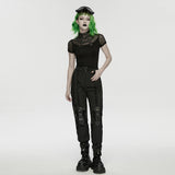 Punk Cage Visual Stand up Collar T-shirt