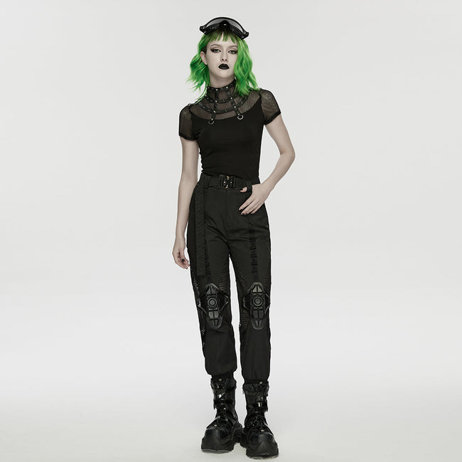 Punk Cage Visual Stand up Collar T-shirt