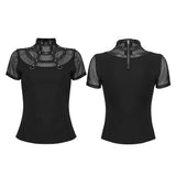 Punk Cage Visual Stand up Collar T-shirt