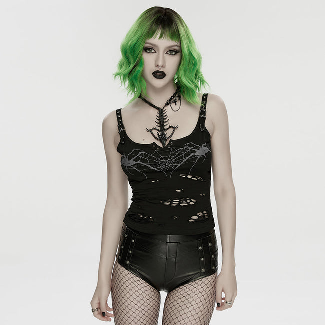 Punk printed tattered vest