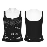 Punk printed tattered vest