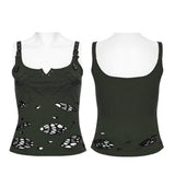 Punk printed tattered vest