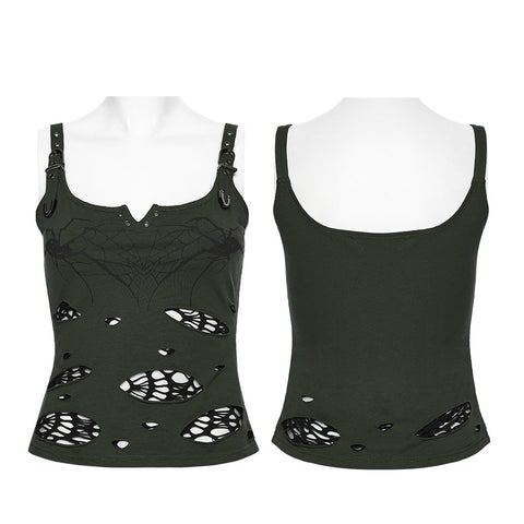 Punk printed tattered vest