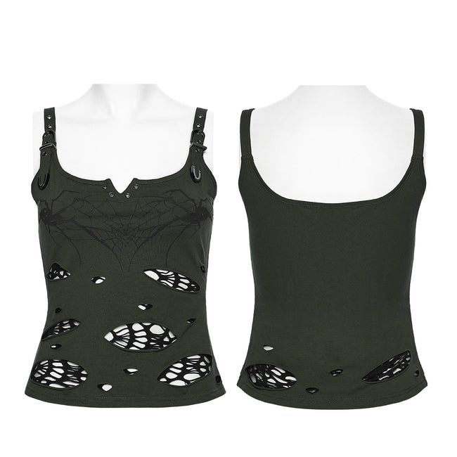 Punk printed tattered vest