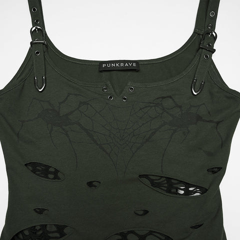 Punk printed tattered vest