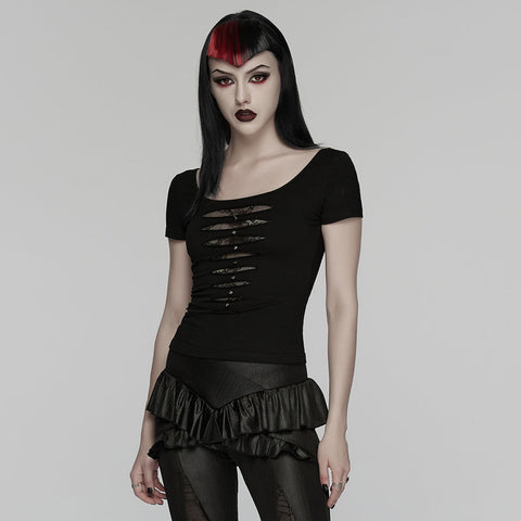 Punk Mesh Perspective Short Sleeve T-shirt