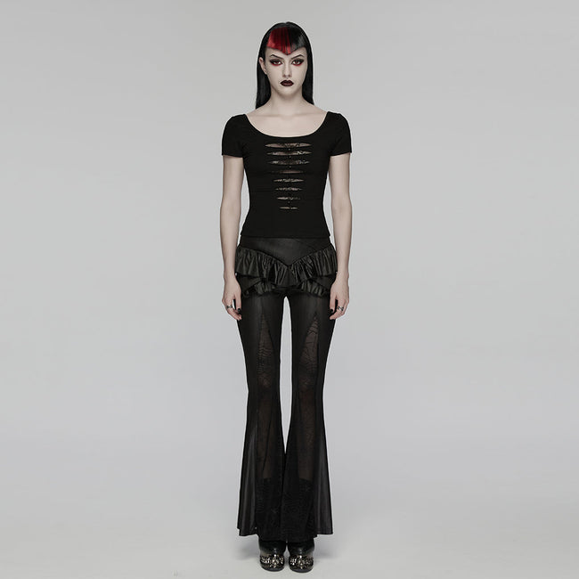 Punk Mesh Perspective Short Sleeve T-shirt