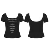 Punk Mesh Perspective Short Sleeve T-shirt