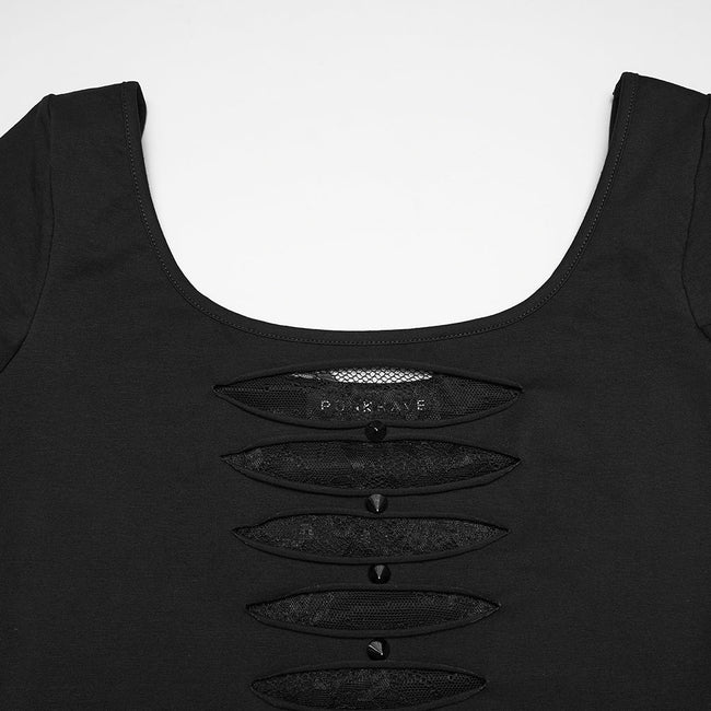 Punk Mesh Perspective Short Sleeve T-shirt