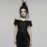Goth Ruffle Off shoulder T-shirt