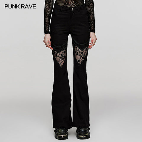 Gothic  V-shaped hollow flared pants
