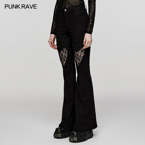 Gothic  V-shaped hollow flared pants