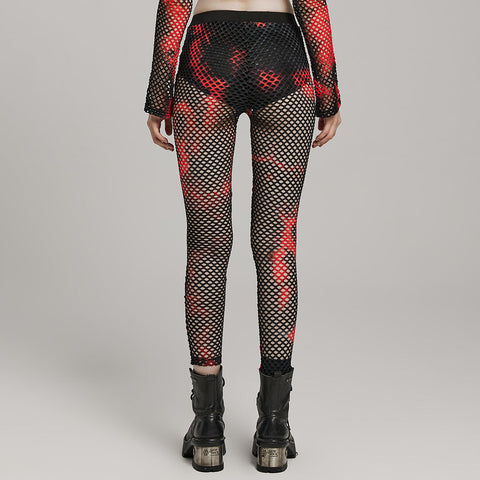 2024 PUNK tie-dyed mesh leggings