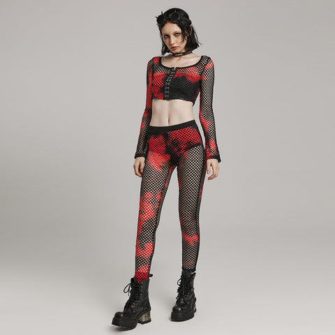 2024 PUNK tie-dyed mesh leggings
