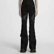 Punk hollow structured flared pants