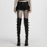 Punk stretch denim hollow shorts