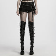 Punk stretch denim hollow shorts