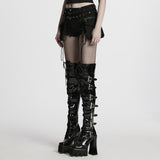 Punk stretch denim hollow shorts