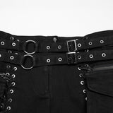 Punk stretch denim hollow shorts