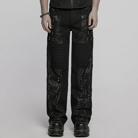 Punk street cracked leather pants