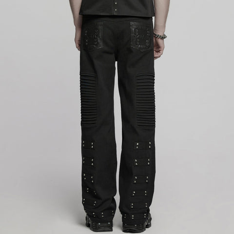 Punk street cracked leather pants