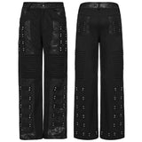 Punk street cracked leather pants