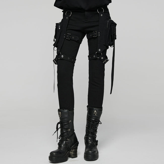 Punk Detachable Leg Pockets Leggings