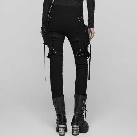 Punk Detachable Leg Pockets Leggings