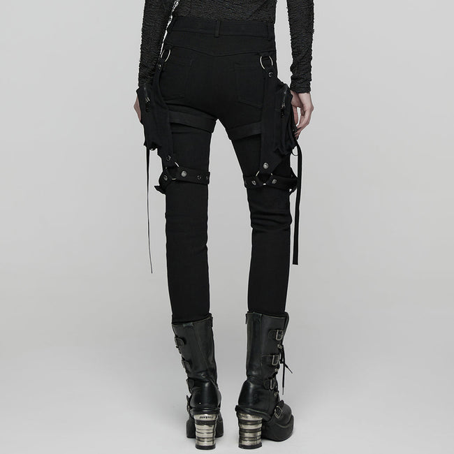Punk Detachable Leg Pockets Leggings
