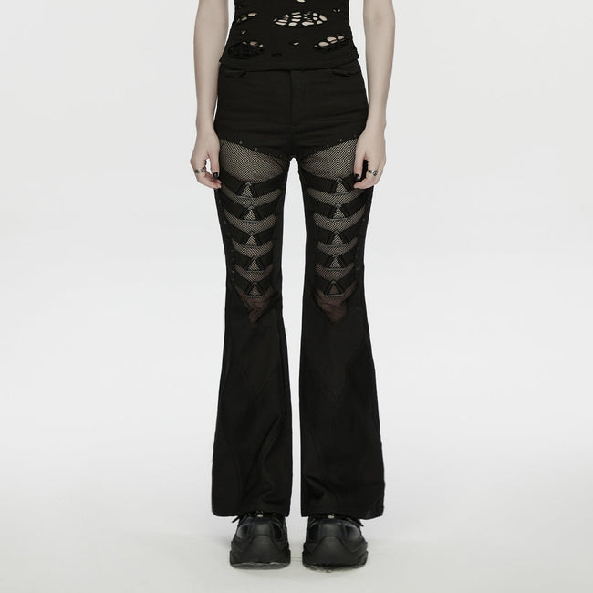 Punk mesh flared pants