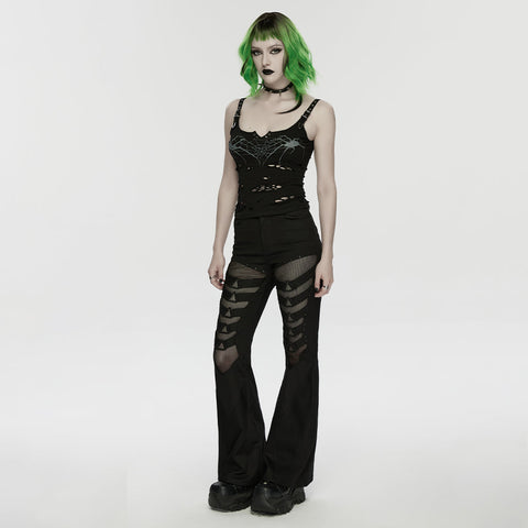 Punk mesh flared pants