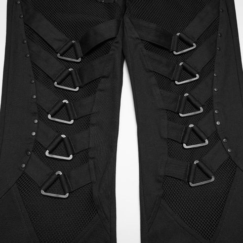 Punk mesh flared pants