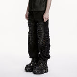 Punk tattered denim pants