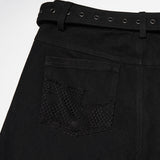 Punk tattered denim pants