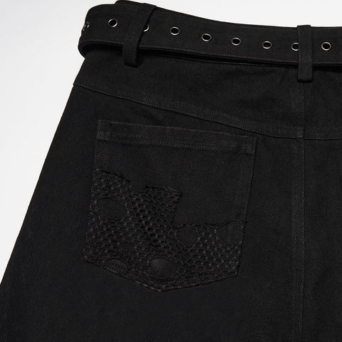 Punk tattered denim pants
