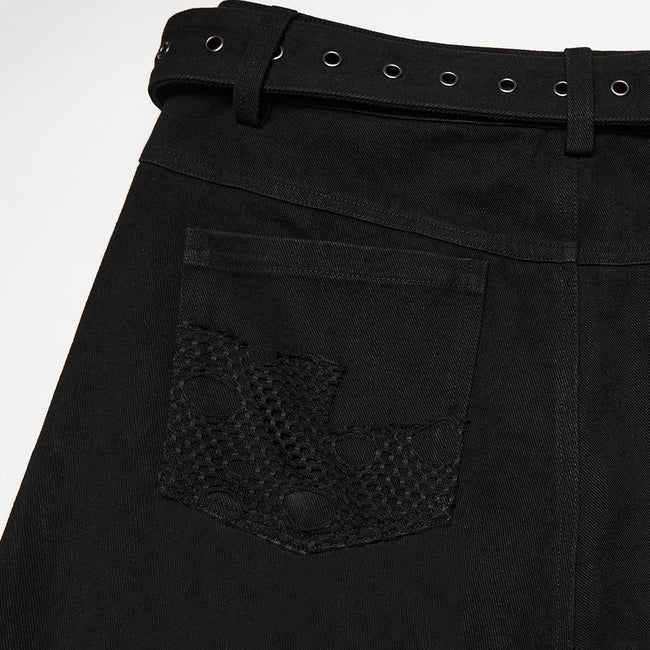 Punk tattered denim pants
