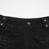 Punk denim tattered shorts