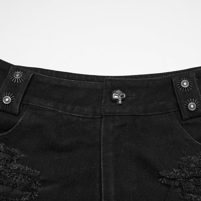 Punk denim tattered shorts